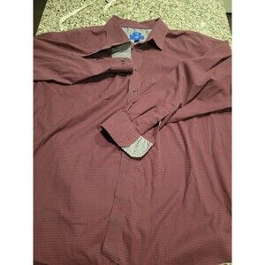 Egara Dress Shirt Mens 3X Red Checked Long Sleeve Non Iron Classic Fit Button-Up